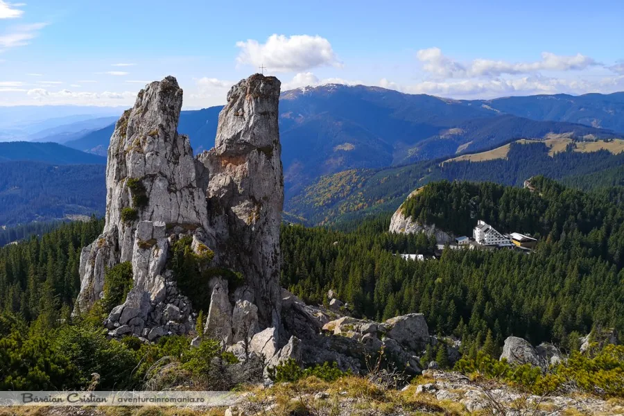 The Pietrele Doamnei rocks, with mountains beyond